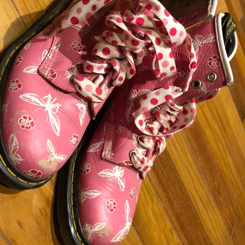 Adorable pink butterfly doc martens